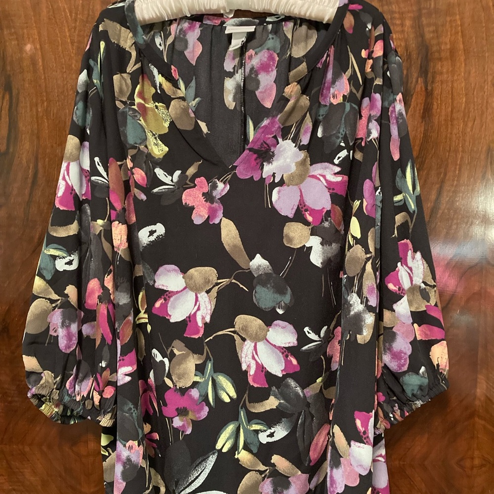 Black and floral blouse